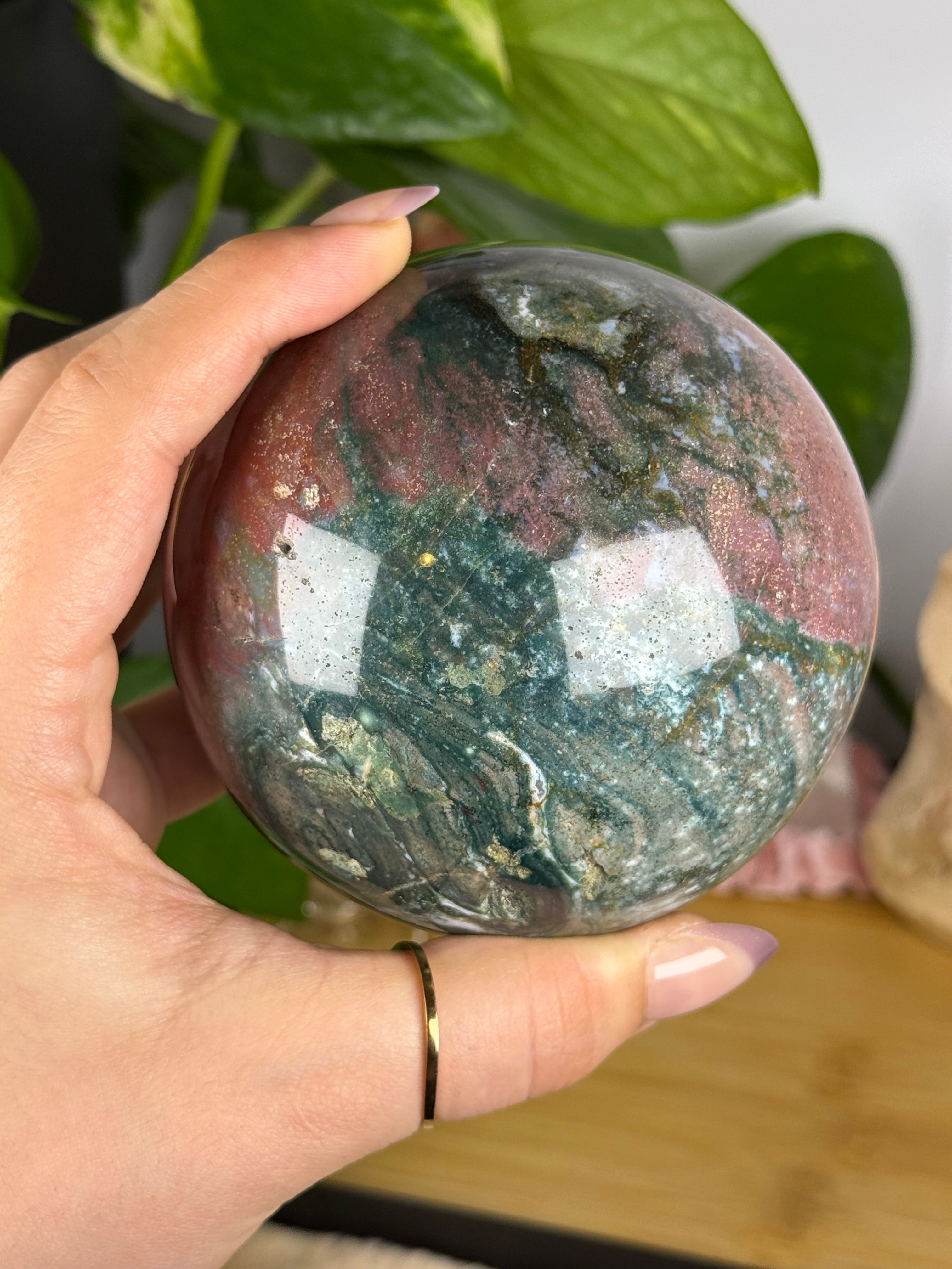 Sea Jasper Sphere Statement Piece (Trifecta)