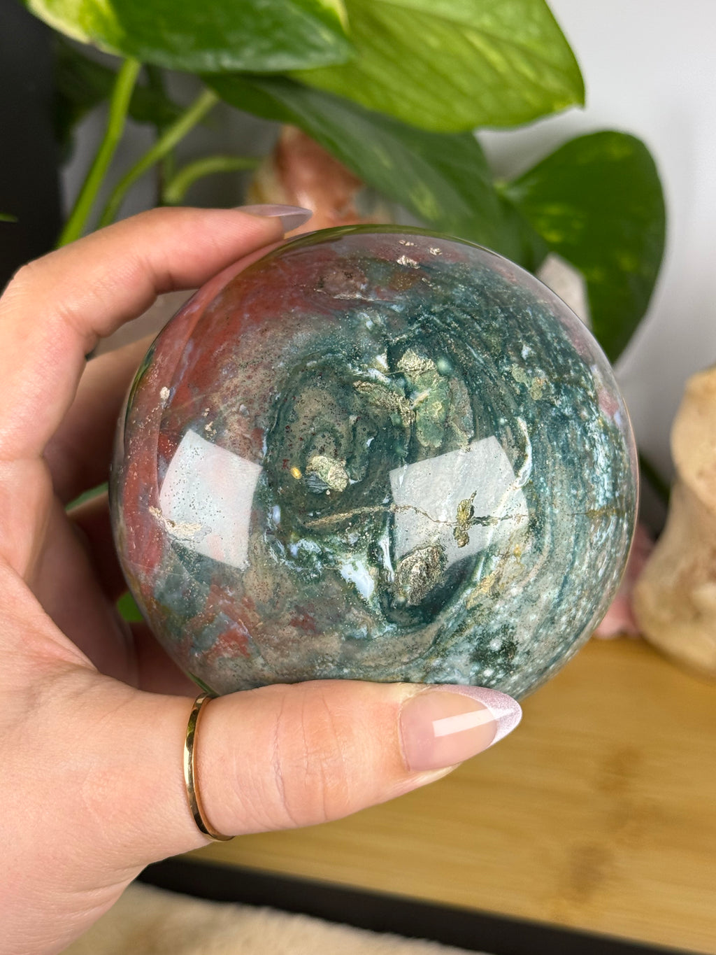 Sea Jasper Sphere Statement Piece (Trifecta)