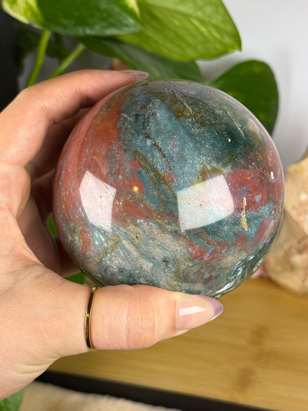 Sea Jasper Sphere Statement Piece (Trifecta)