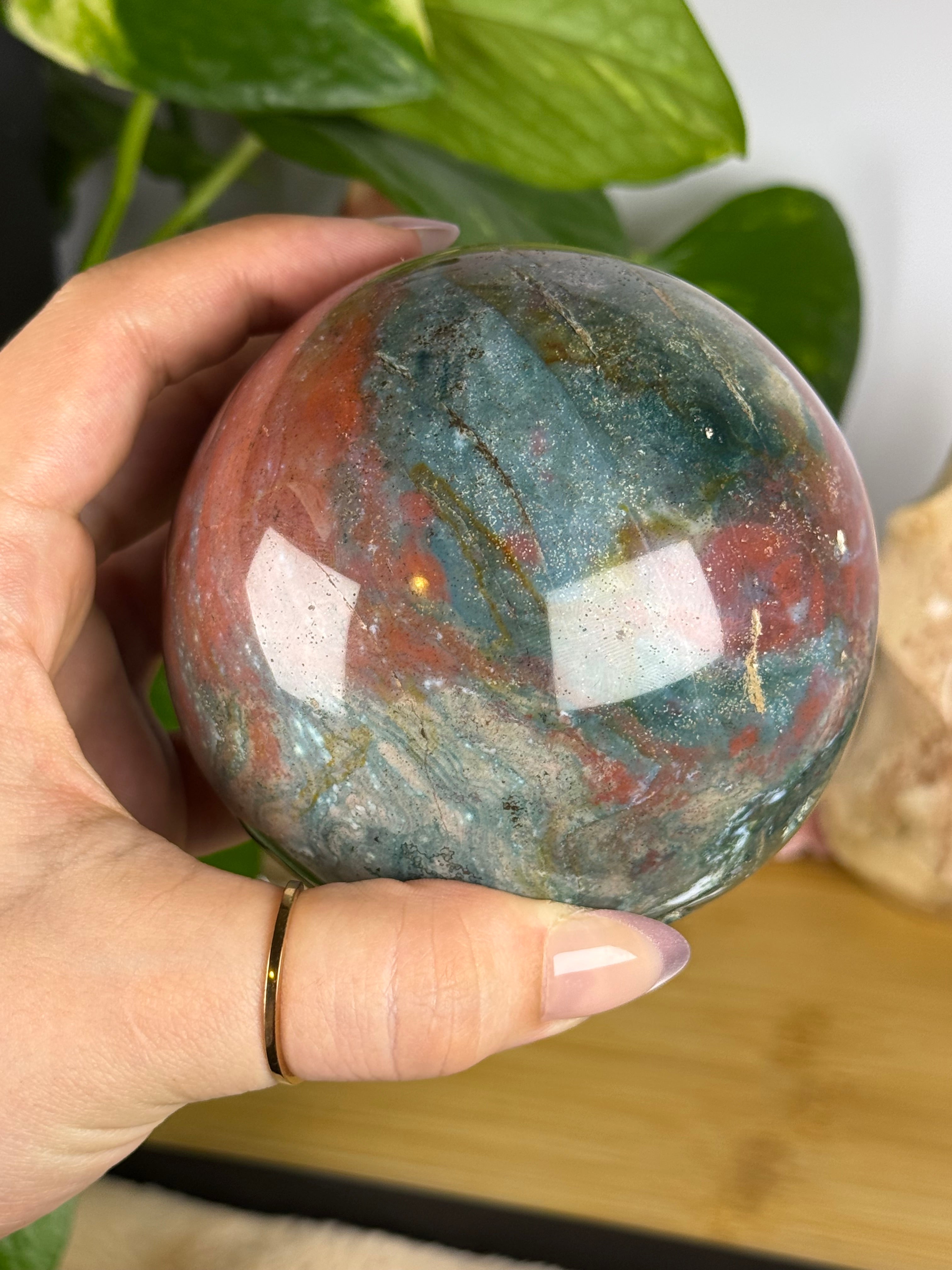 Sea Jasper Sphere Statement Piece (Trifecta)