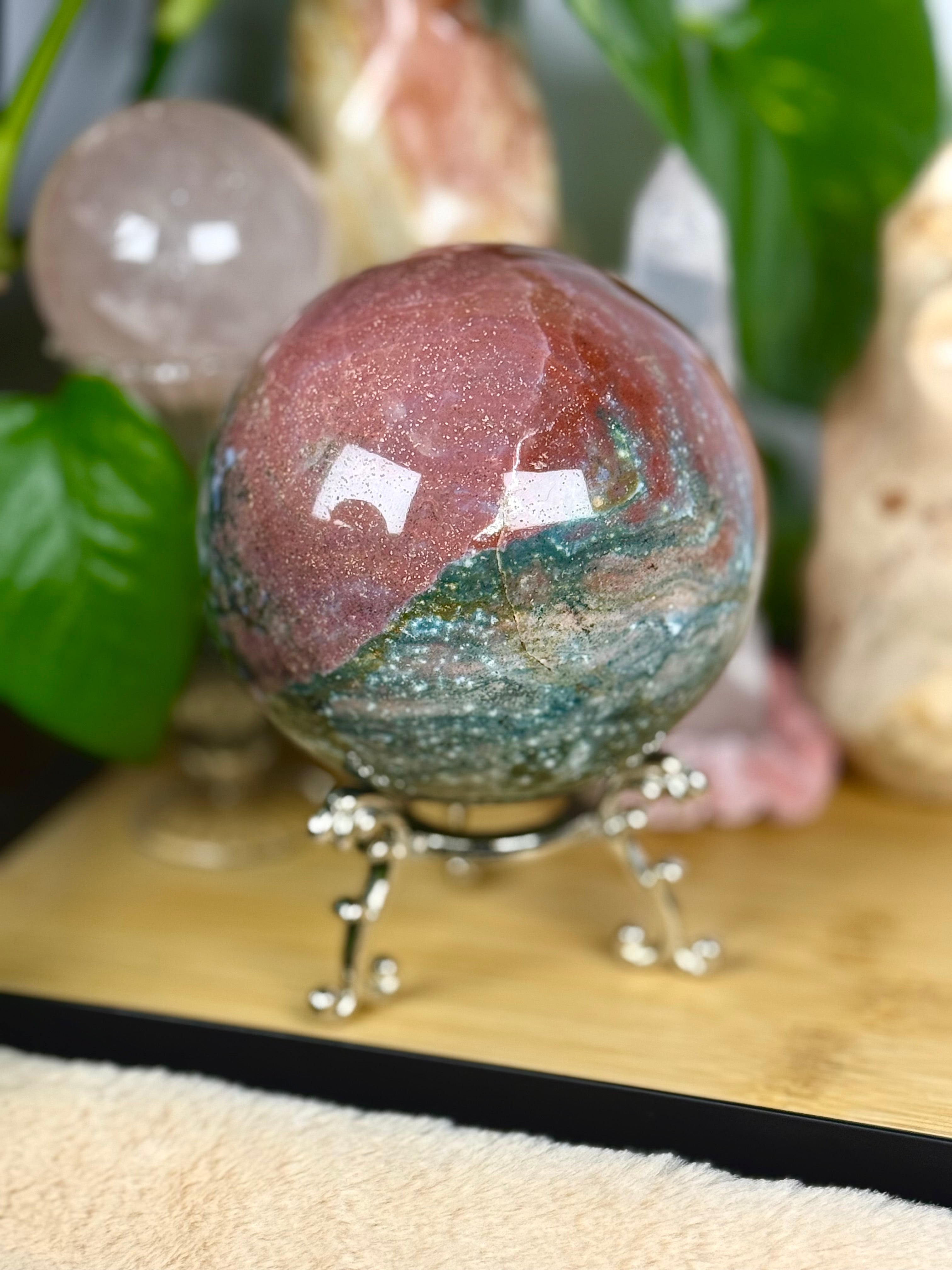 Sea Jasper Sphere Statement Piece (Trifecta)