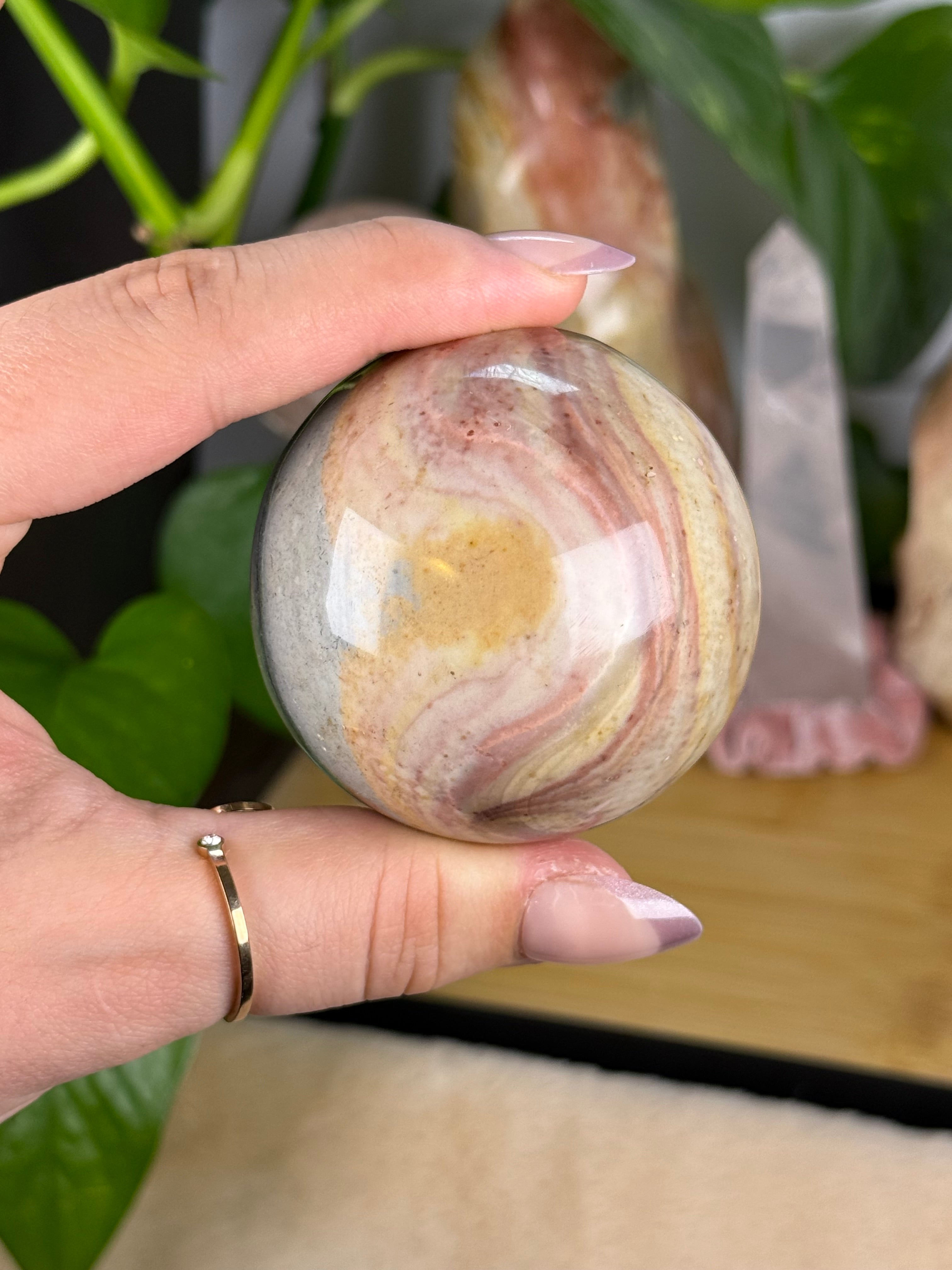 Polychrome Jasper Sphere "Celestial Cream"
