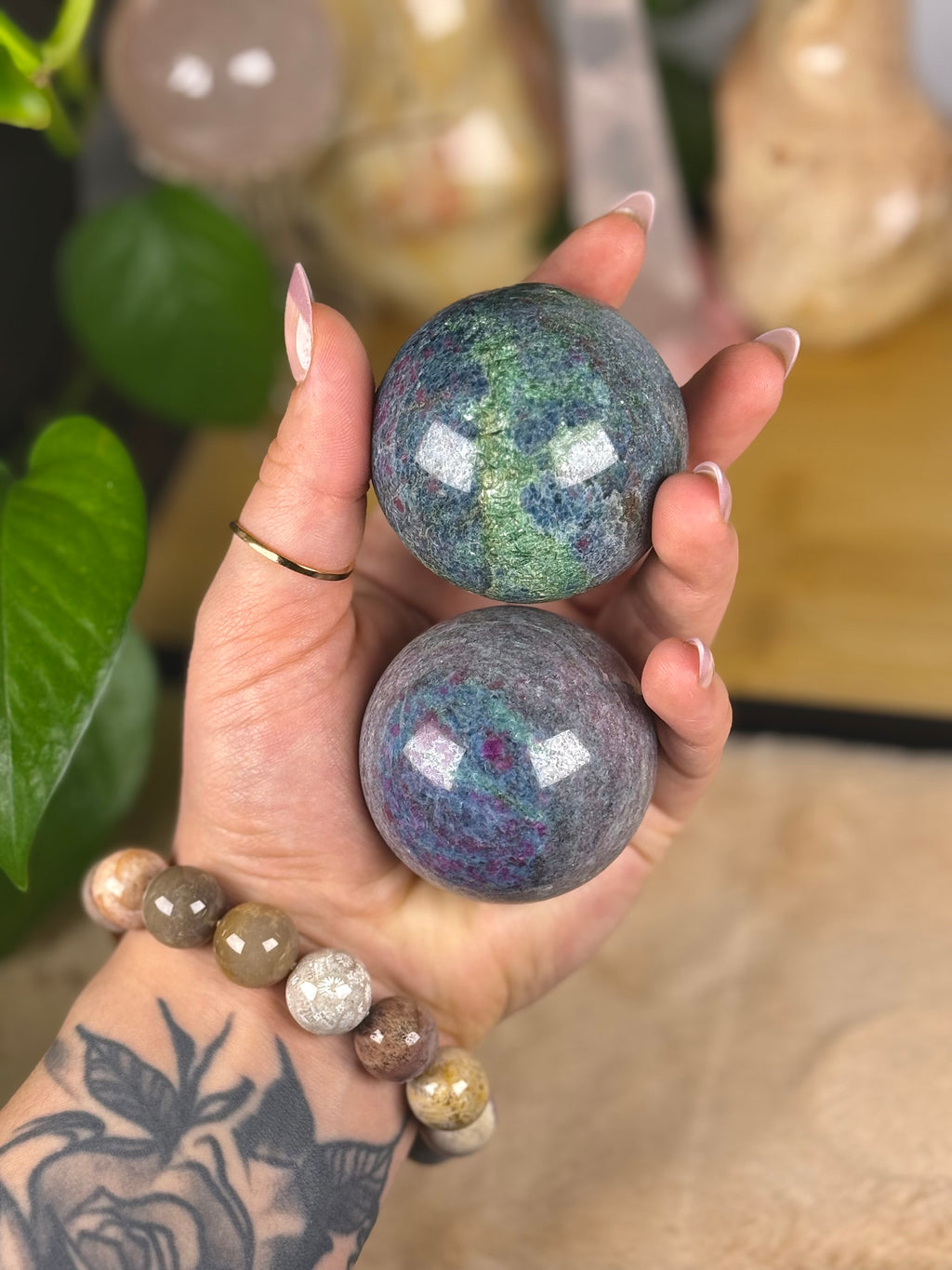 Ruby in Fuchsite UV Reactive Spheres