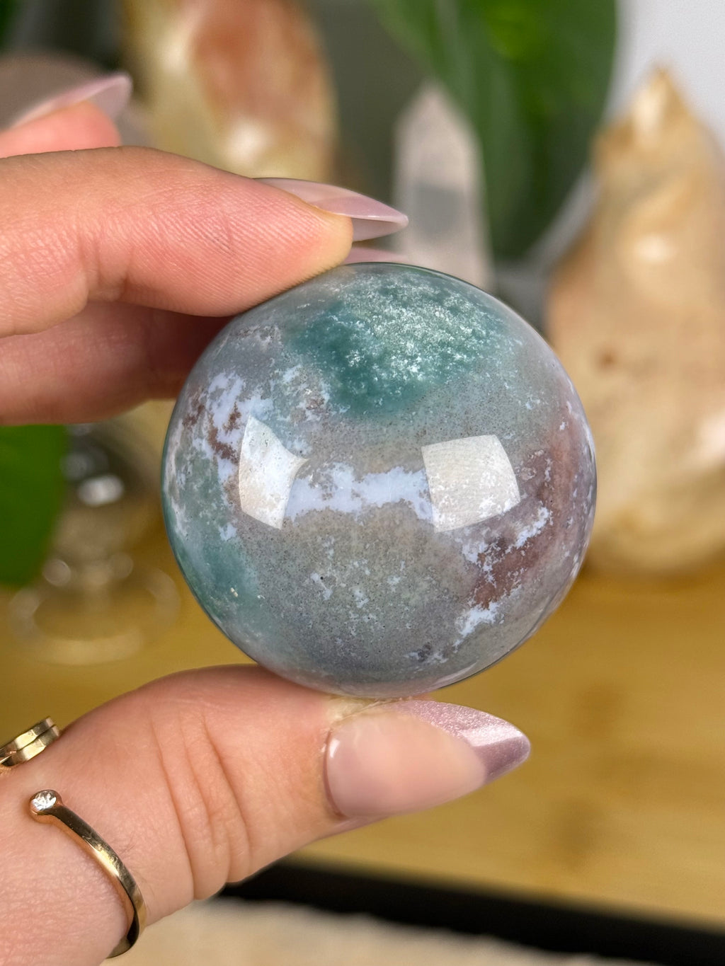 Sea Jasper Sphere "Sugarcloud"