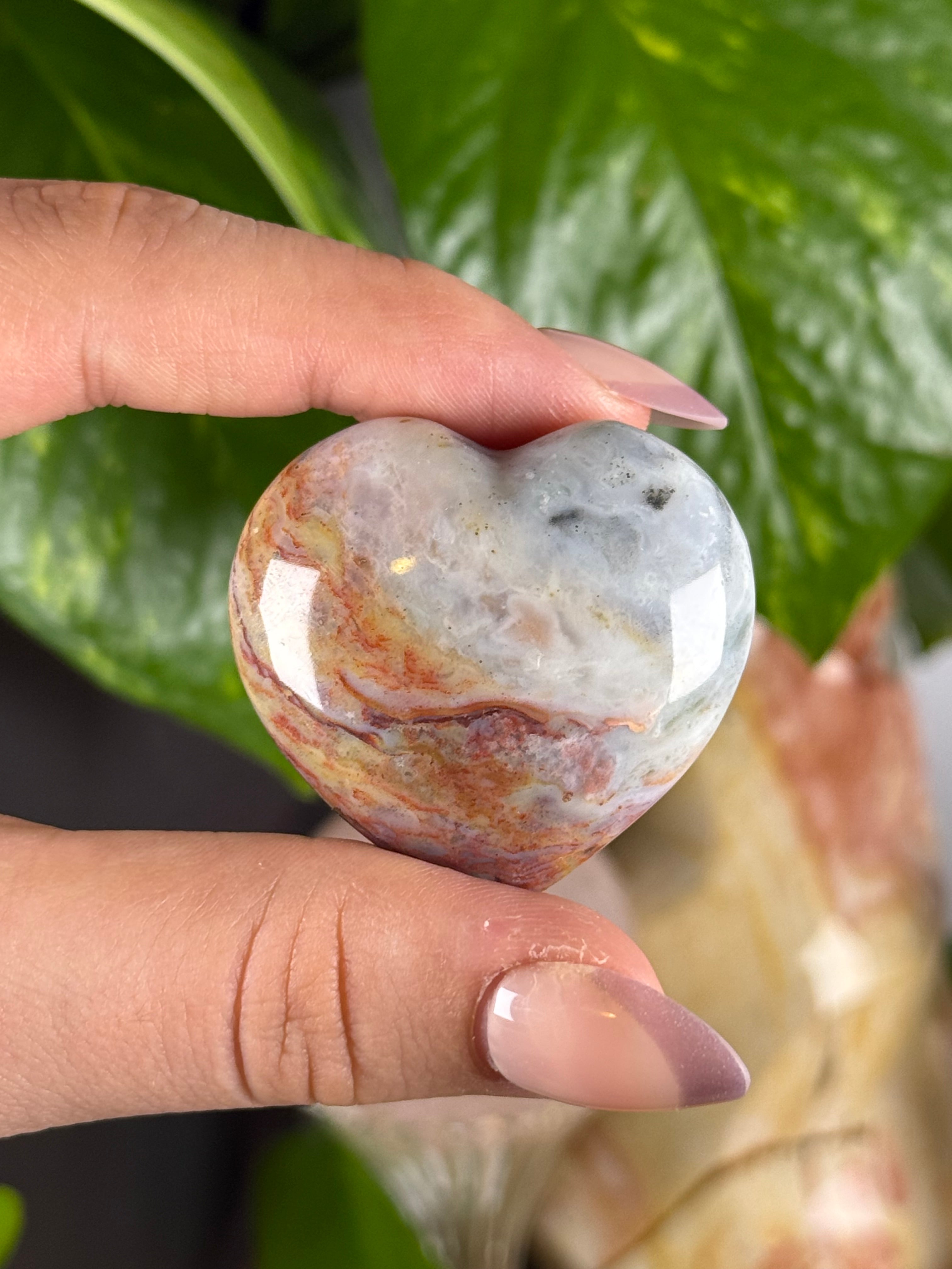 Sea Jasper Pastel Crystal Heart Carving