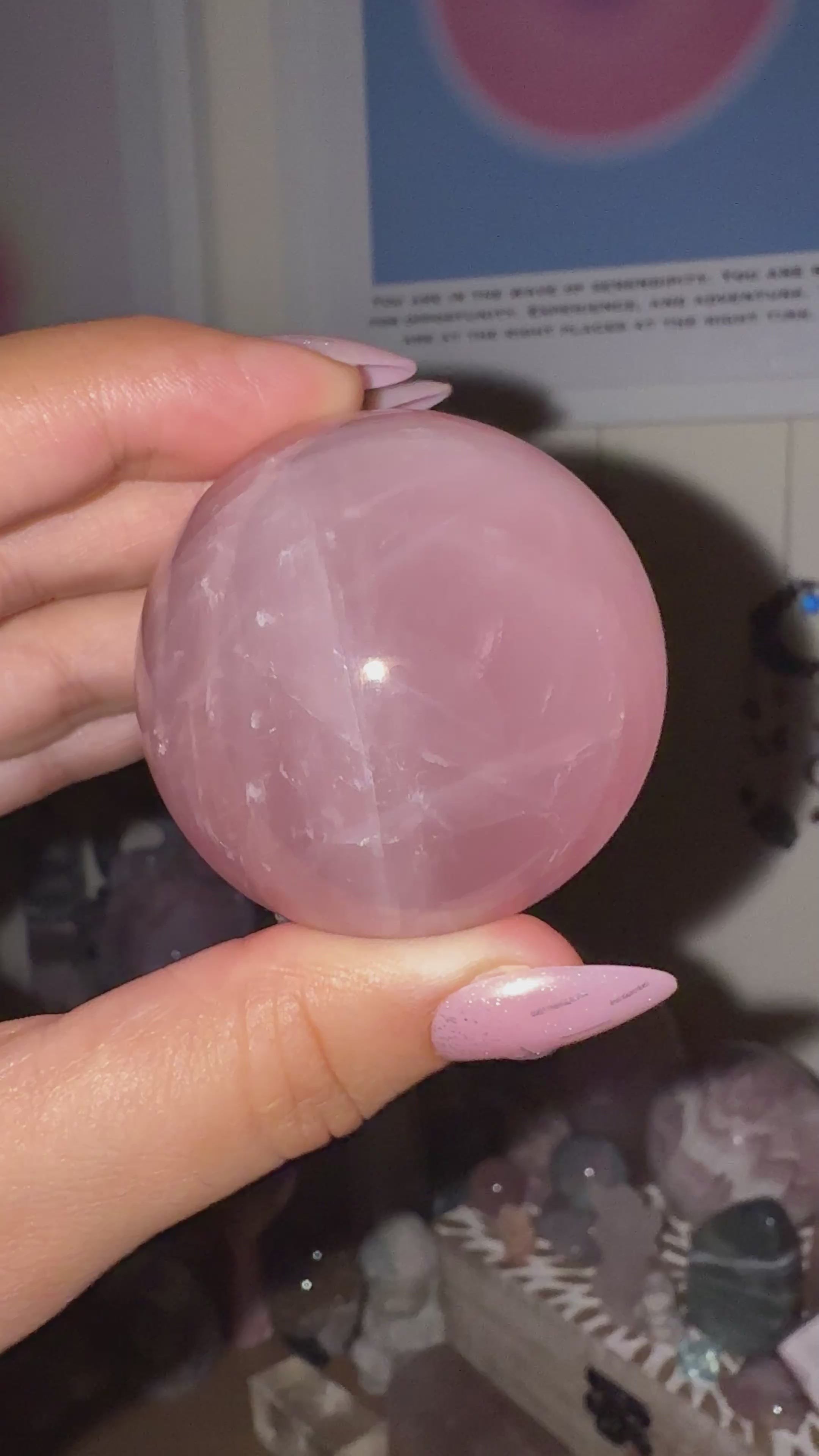 Star Rose Quartz Sphere Gemmy HQ B