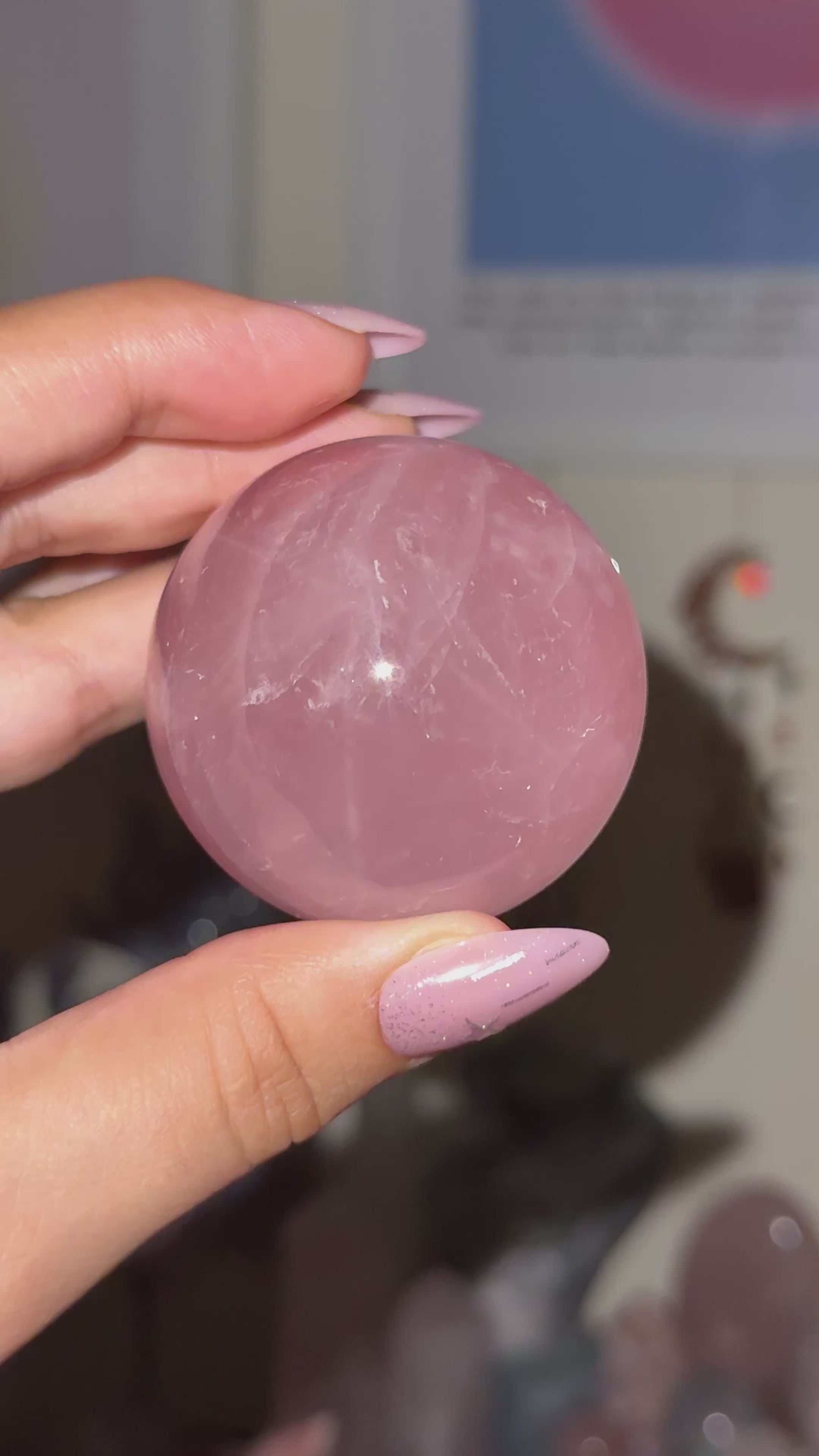 Star Rose Quartz Sphere Gemmy HQ A