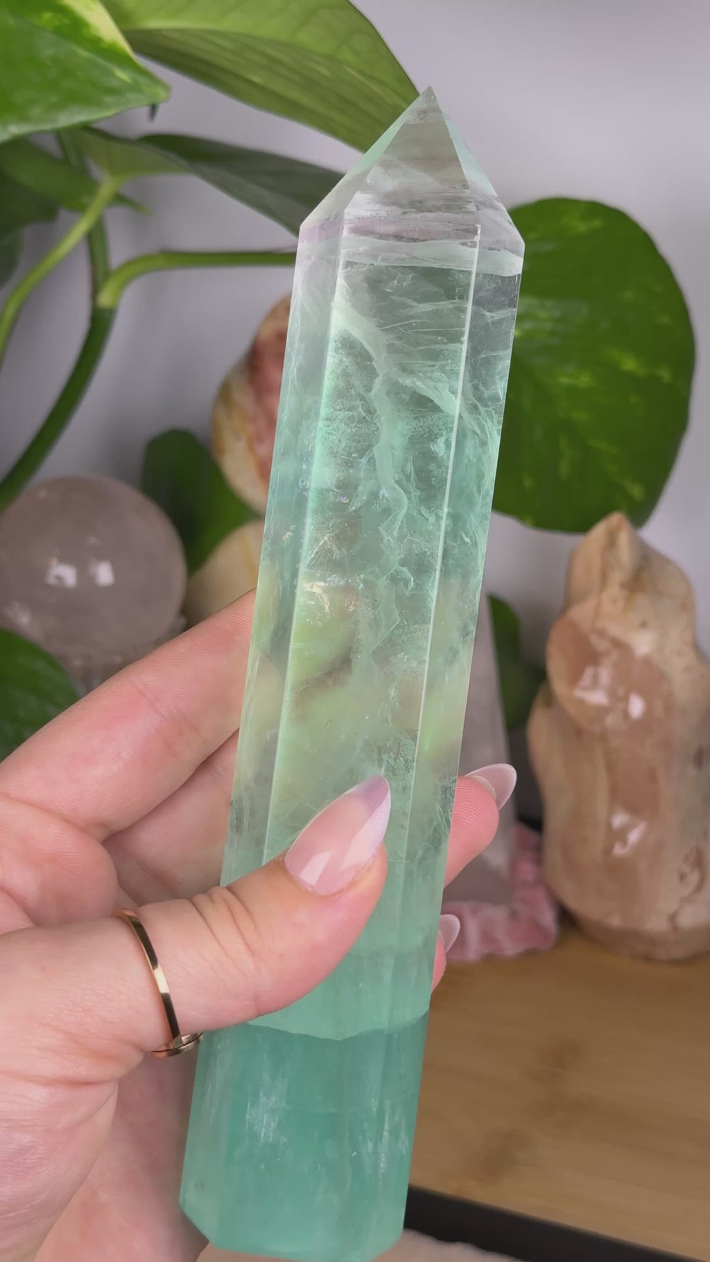 Watermelon Fluorite Crystal Tower D