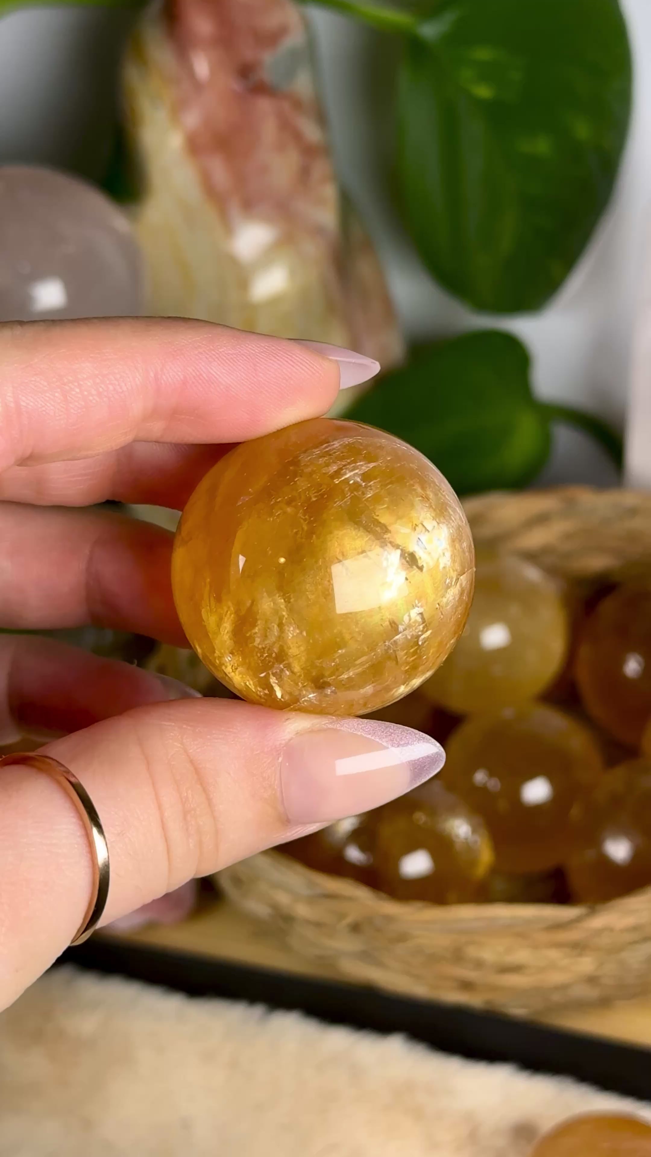 Honey Calcite Spheres AAA High Quality Asterisms Intuative Choice