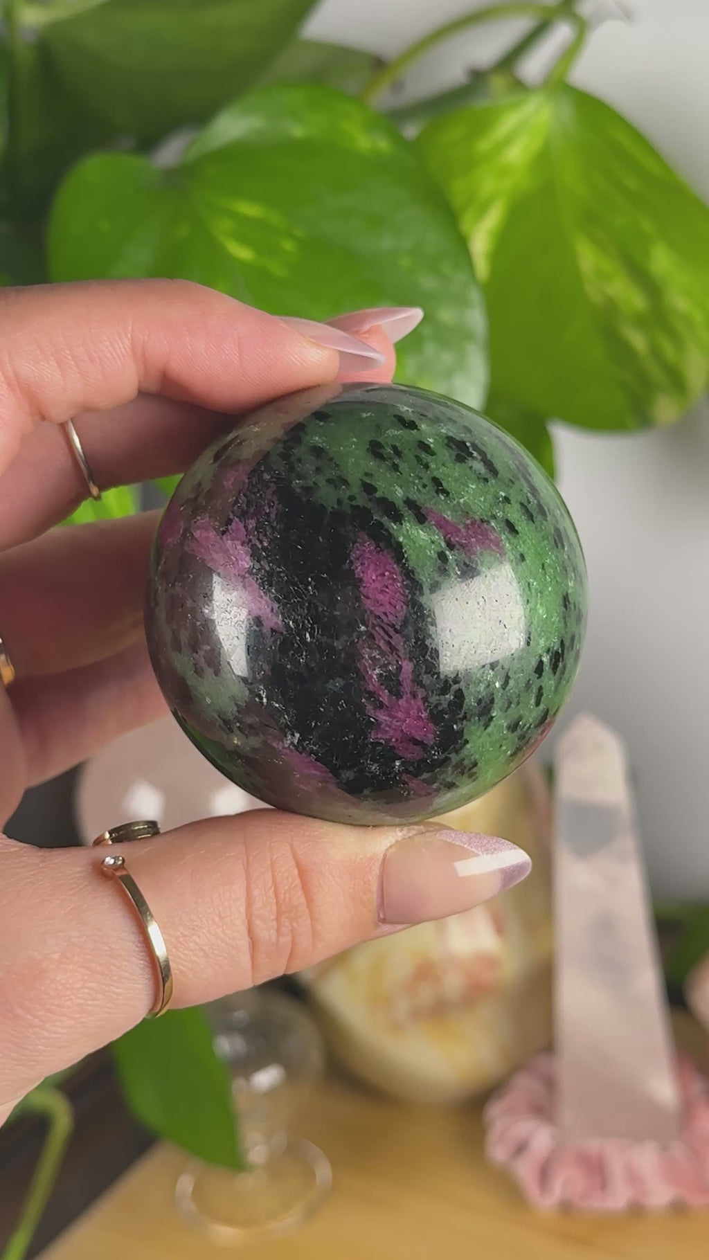 Ruby Zoisite UV Reactive Sphere