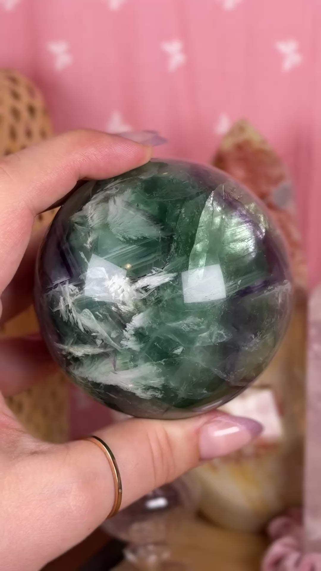 Rainbow Feather Fluorite Sphere Imperfect
