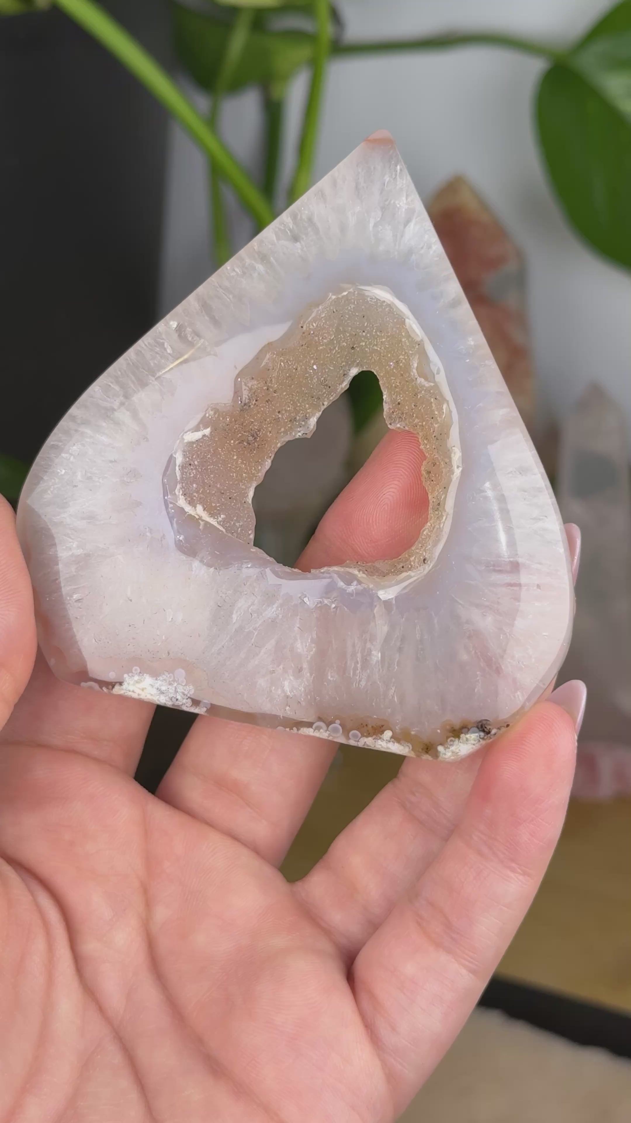 Flower Agate Teardrop  Portal Sugary Druzy Crystal Tower