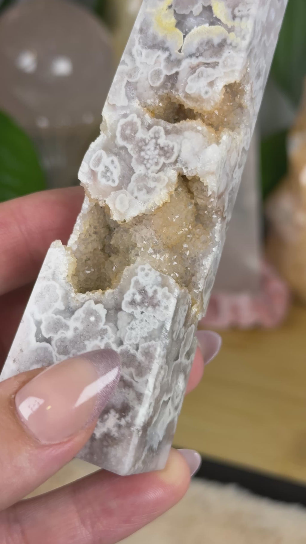 Flower Agate Druzy Tower