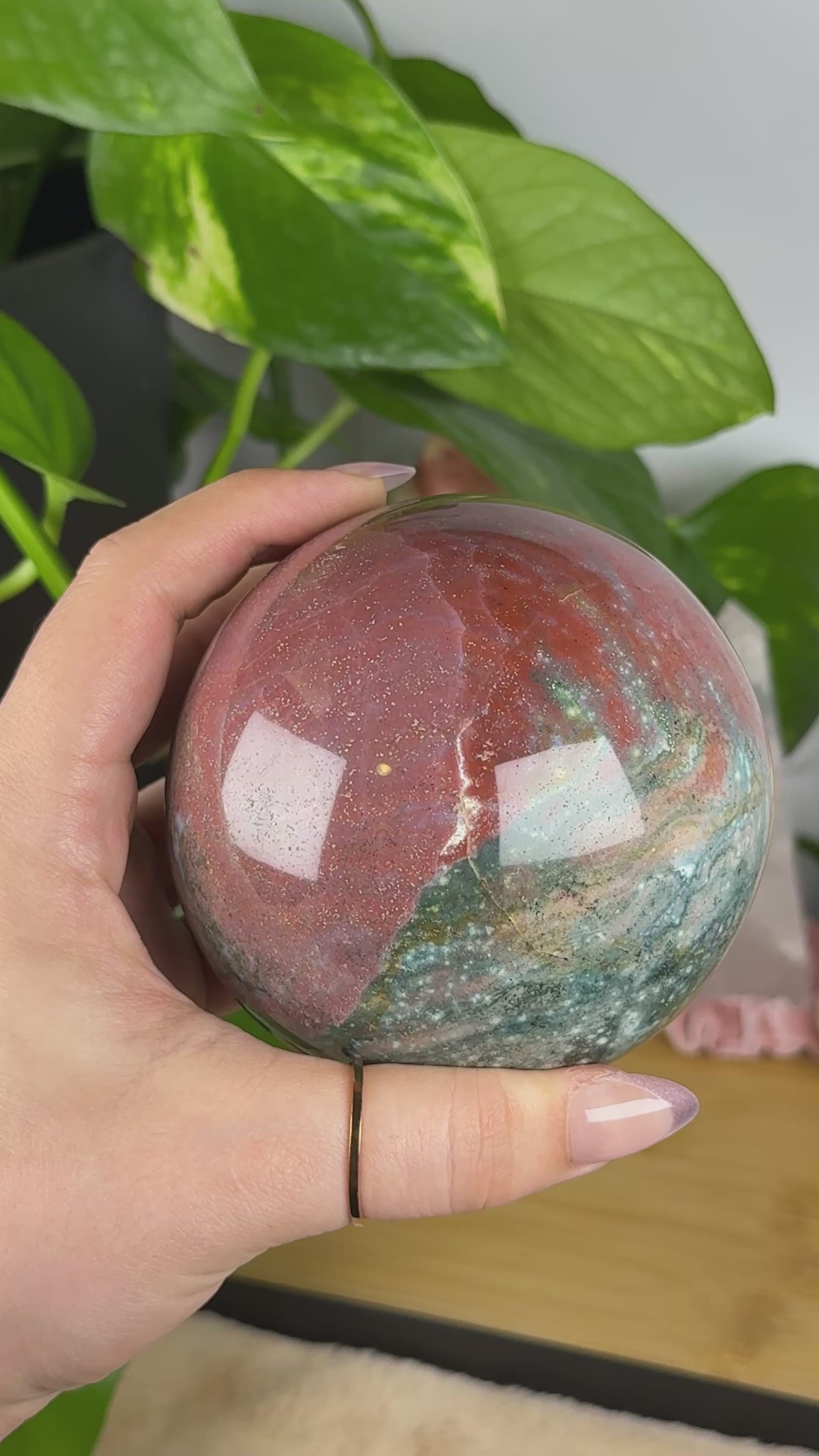 Sea Jasper Sphere Statement Piece (Trifecta)