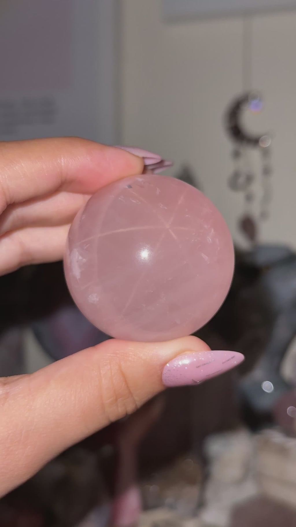 Star Rose Quartz Sphere Gemmy HQ D