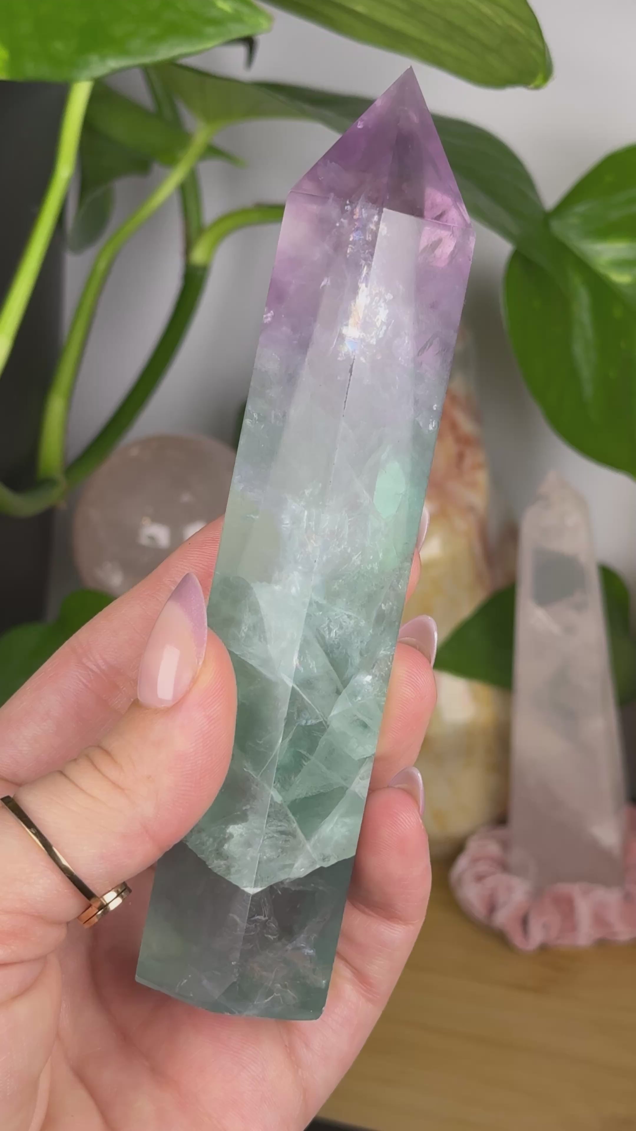 Rainbow Fluorite Crystal Tower B